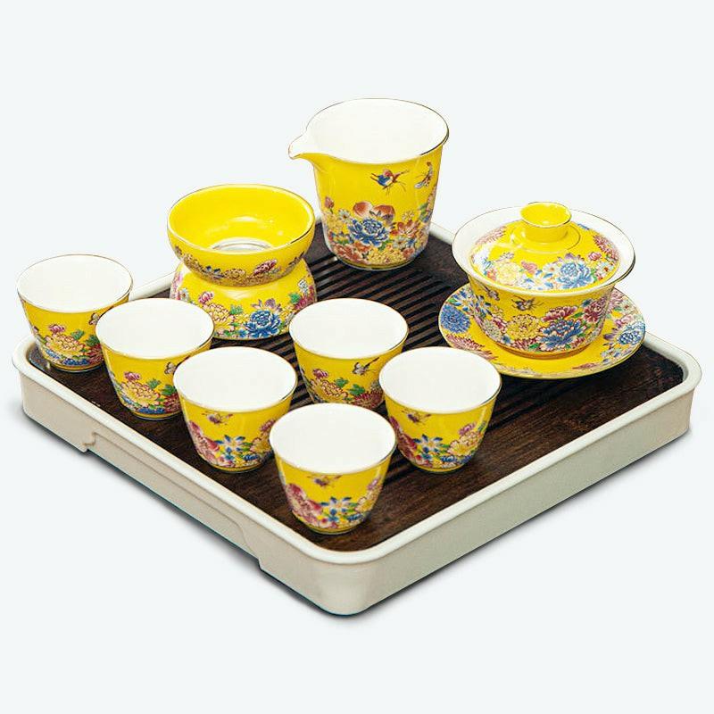 Yellow Royal Chinese Enamel Porcelain Tea Set | Kung Fu Tea Sets Kung Fu Tea Sets Kung Fu Tea Sets