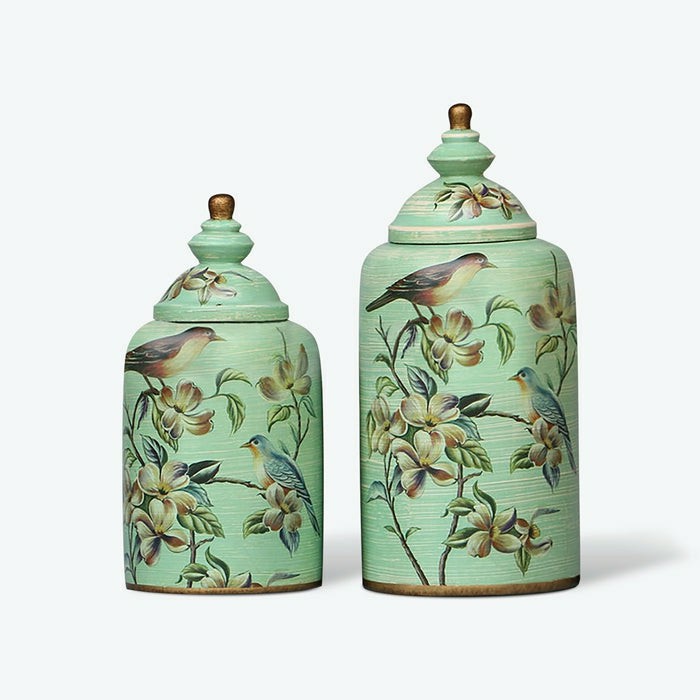 Hand-Painted Bird Traditional Porcelain Jar | Floor Vase Bud Vase Bud Vase